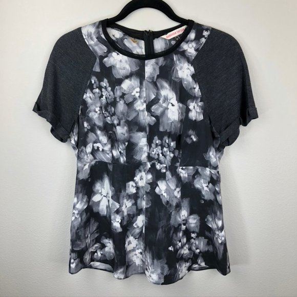 Rebecca Taylor Silk Blouse with Knit Short Sleeves - Picture 8 of 8